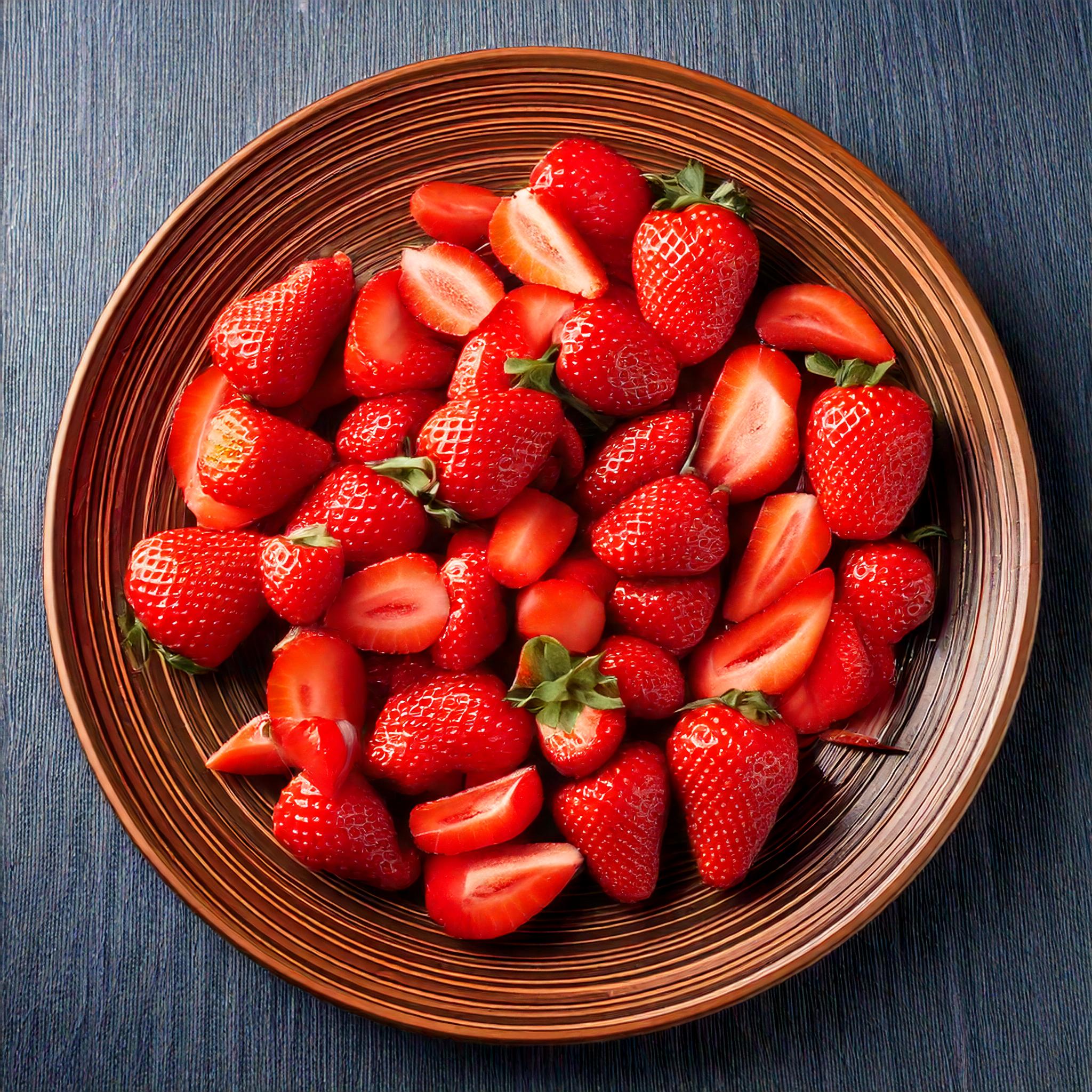 Fresh Strawberries Prepared for Sweet Strawberry Waffles