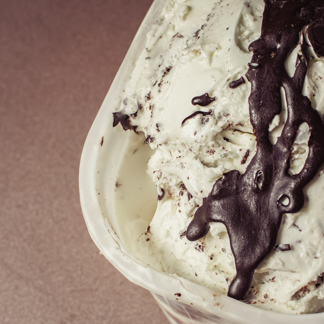A delicious Stracciatella ice cream dish served in a cup