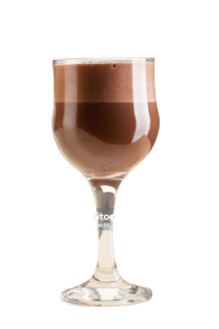 Chocolate liqueur goes well with stracciatella ice cream dish
