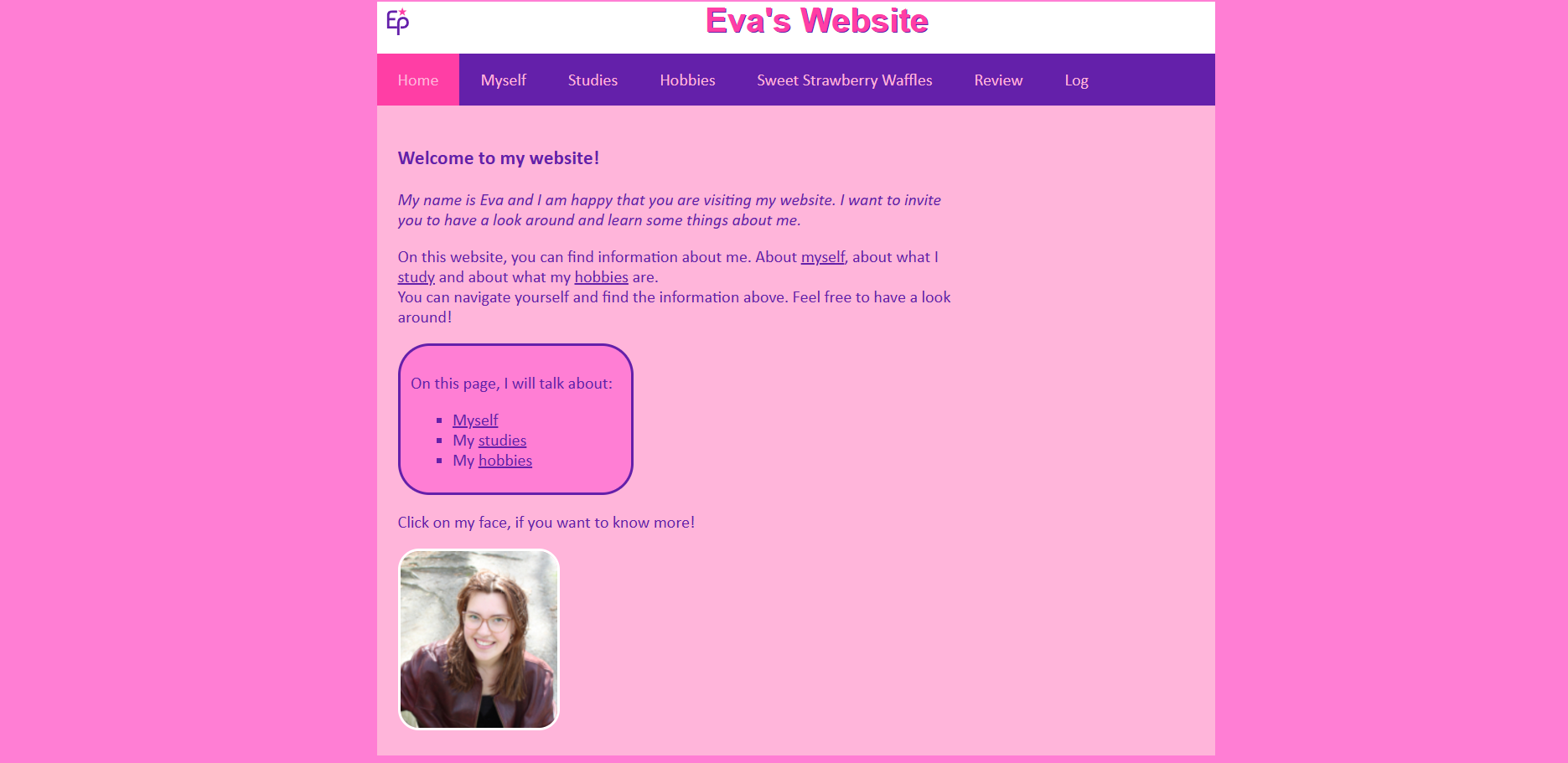 Screenshot of Eva Postema's website