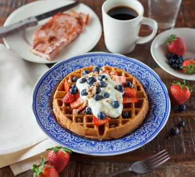 sweet strawberry waffles