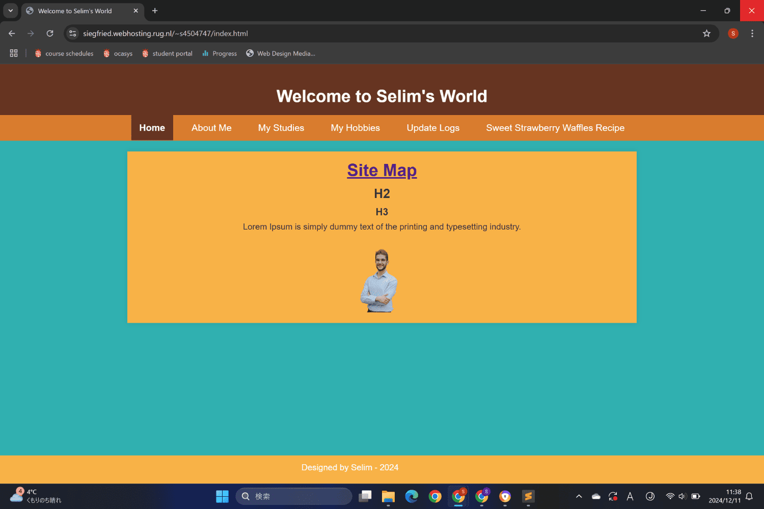 screenshot of Selim's homepage