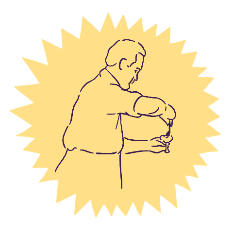 Illustration of Enrico Panattoni, creator of Stracciatella ice cream dish